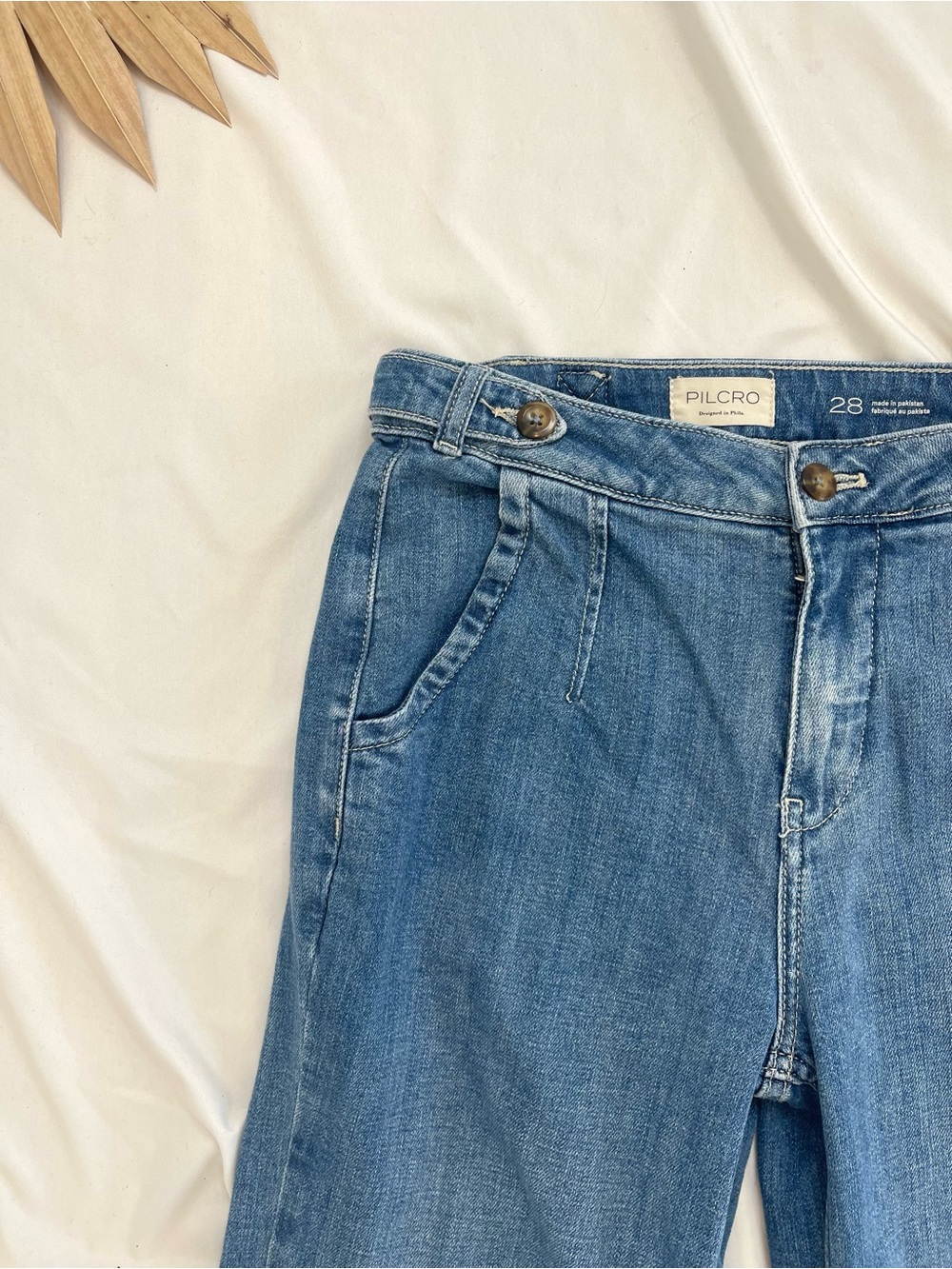 Anthropologie Light Blue Denim Wide-Leg Flare Jeans - Picture 6 of 10